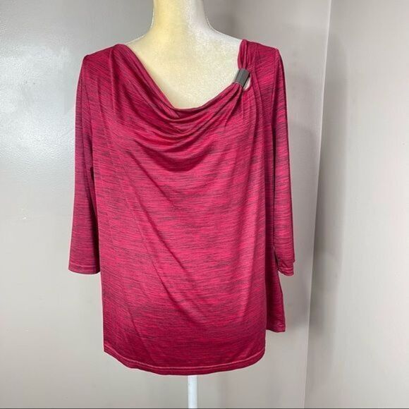 Sag Harbor Stretch Women Cowl top Red Sz PL Super stretch - Picture 1 of 12